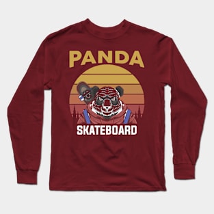 Panda Skateboard T-shirt Long Sleeve T-Shirt